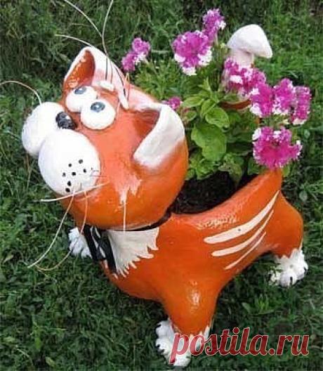 Садовый горшок "Котик"