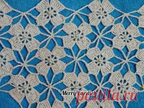 COMO TEJER PUNTADA PARA CHAL FLOR DE ANÍS  A CROCHET Y PERLITAS