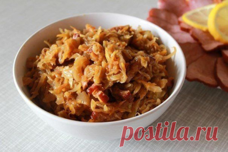 Ароматная тушеная капуста копченым мясом / Райская пища