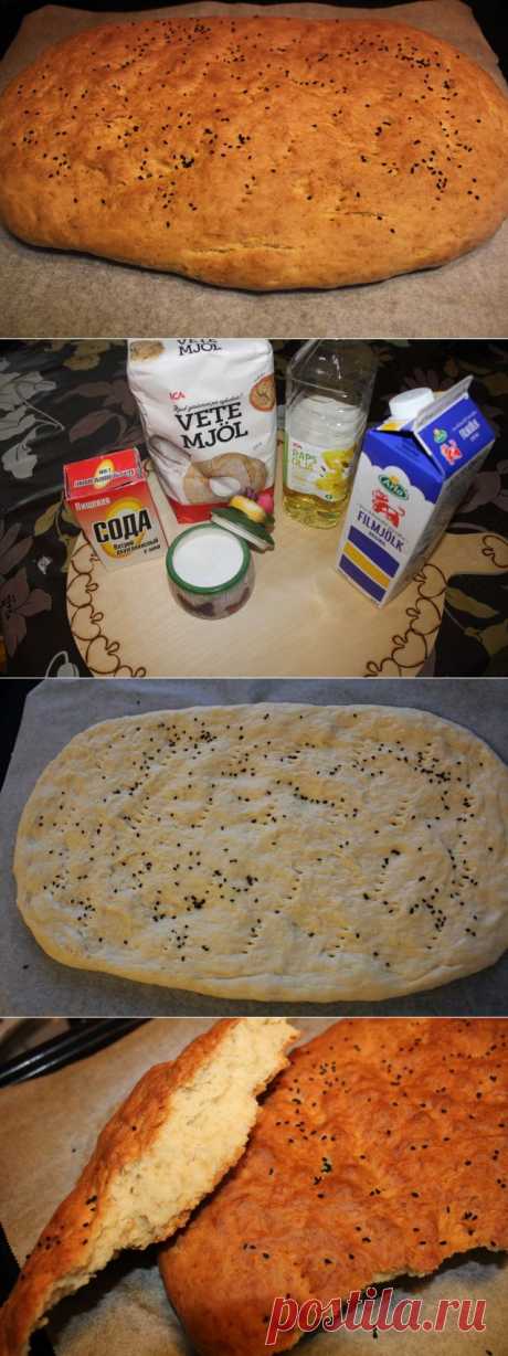 Бездрожжевой вкусный хлебушек за полчаса! Больше похож на лавашную лепешку.