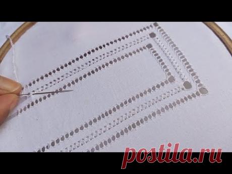 Beautiful New Simple Design of Tarkashi For Beginners /Neck Design Hand Embroidery White Border Line