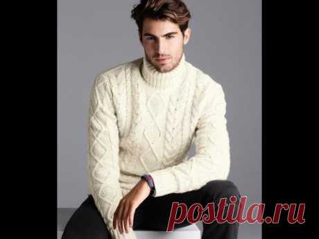 Мужской Белый Джемпер Спицами - 2018 / Male White Sweaters / Männliche weiße Pullover