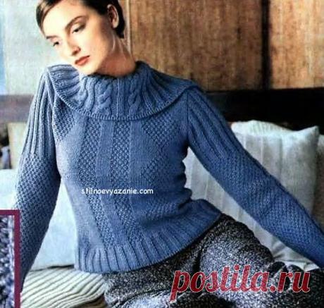 Вязание спицами джемпера с отложным воротником / Стильное вязание