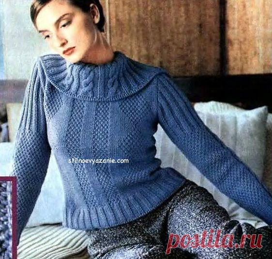 Вязание спицами джемпера с отложным воротником / Стильное вязание
