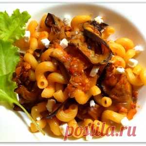 TORTIGLIONI (тортильони) в томатном соусе с баклажанами