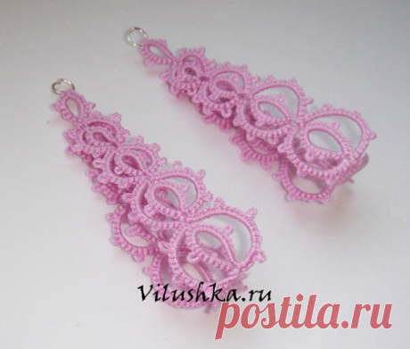 Серьги фриволите схема