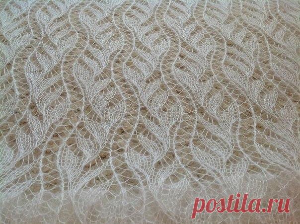 ВОЗДУШНАЯ ШАЛЬ СПИЦАМИ "ЦВЕТУЩАЯ ЛАВАНДА"