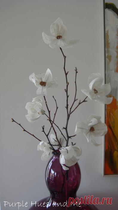 Магнолия из мешковины