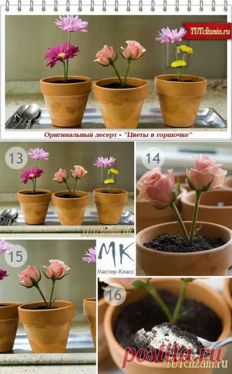 Необычный десерт в виде цветов в горшке. удиви своих друзей на 1 апреля