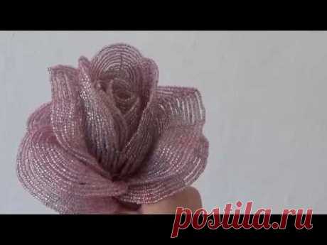 Розовая роза из бисера ,делаем себе сами