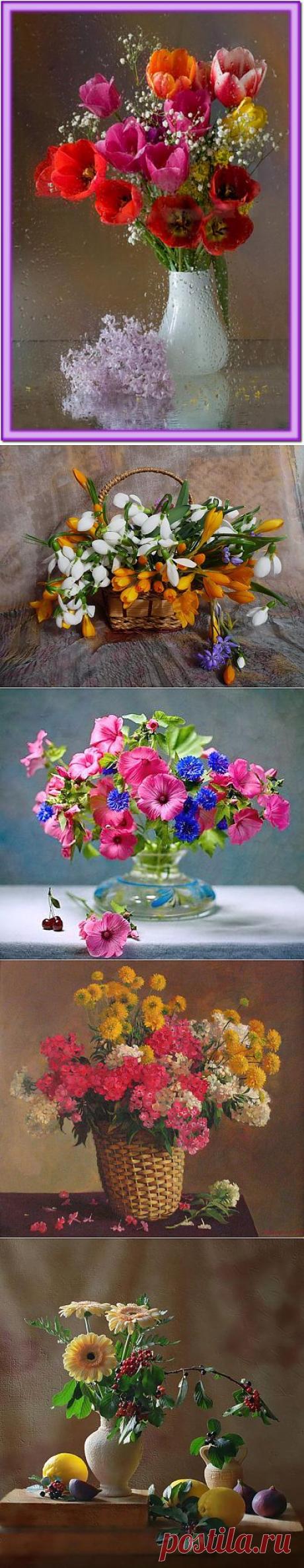 Натюрморты Яркие цветы.