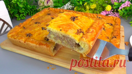 Сочный мясной пирог из разряда «гости уже в пути»: начинка очень сочная, а тесто просто изумительное