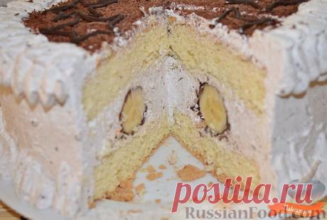 Бисквитный торт со сливочным кремом и бананами на RussianFood.com