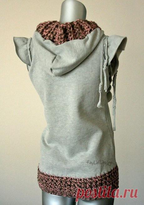 Комбинированное вязание и декор футболок / Худи, свитшоты и толстовки: идеи декора /