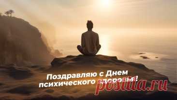 С Днём психического здоровья! Желаю тебе стабильного душевного равновесия, внутренней крепости и умиротворения. Открытки на День психического здоровья.