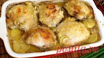 Куриные бедрышки в кефире с картошкой — Домашняя кулинария