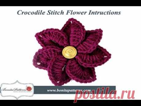 Crocodile Stitch Flower - YouTube