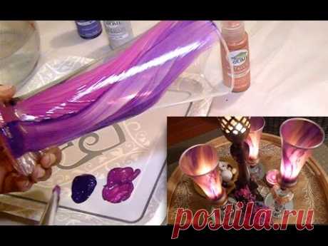 DIY - How I Painted Candle Holders With A Marbled Look - YouTube