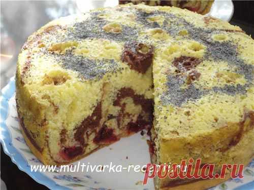 Шарлотка с яблоками с какао и маком в мультиварке.