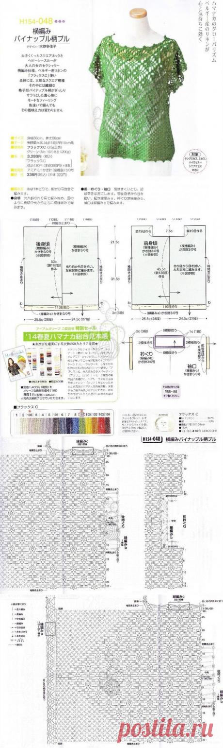 ЗЕЛЕНЫЙ ДЖЕМПЕР - ТУНИКА С &quot;АНАНАСОВЫМ&quot; УЗОРОМ