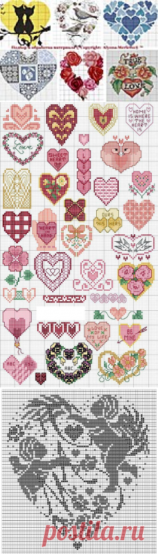 Сердечки - вышивка
