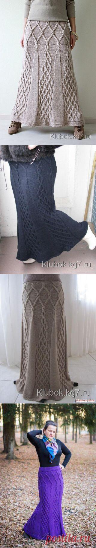 Юбка спицами с вертикальными аранами - | Клубок