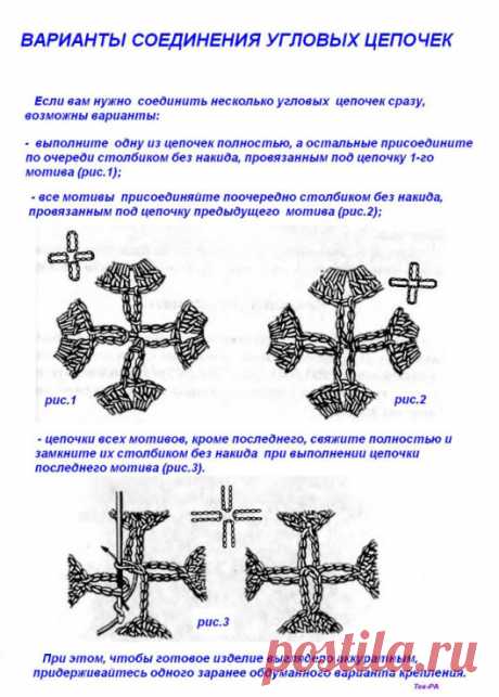 Варианты соединения связанных крючком мотивов - Страна Мам