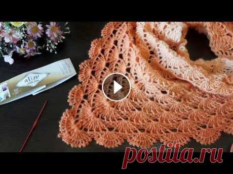 Вяжем бактус (шаль) &quot;Жар-птица&quot; крючком. Бактус размером 160*65см, расход 1 моток. Авторская комбинация. Знание основных элементов вязания крючком обязательно. Использовалась пряжа: Alize Ang...