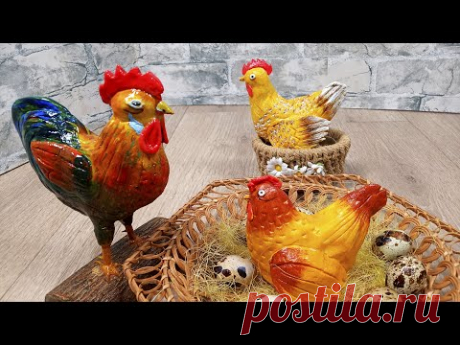 Делаем курочку и петушка из соленого теста | DIY