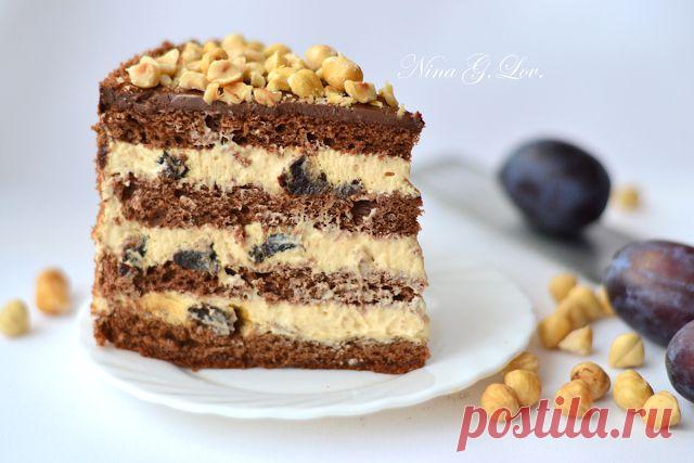 With love, taste and beauty... : Шоколадный торт с "пьяным" черносливом и карамельно-сливочным кремом