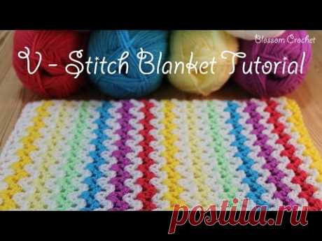 SUPER easy Crochet V Stitch Blanket/Scarf