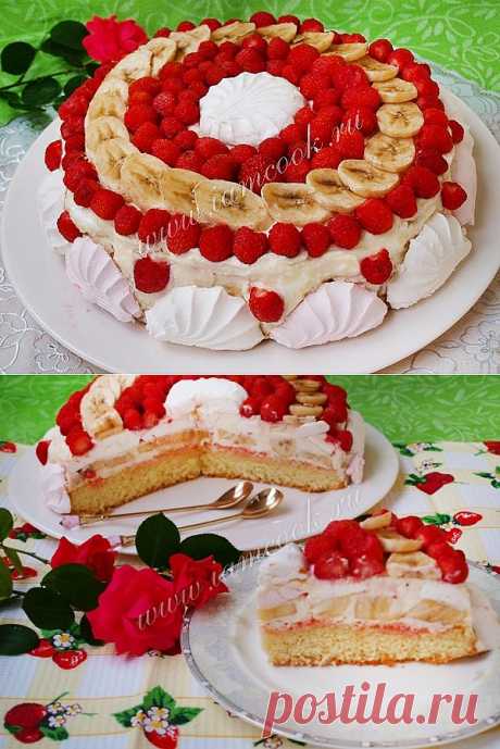 Торт с зефиром и фруктами, рецепт с фото.