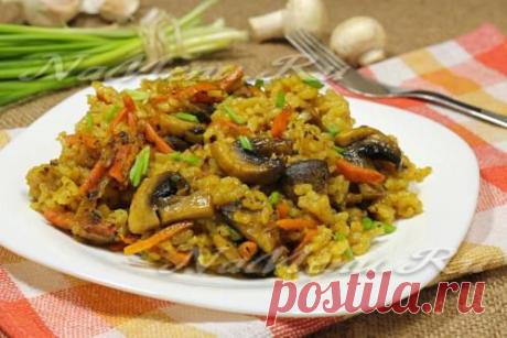 Постный плов с грибами: рецепт
