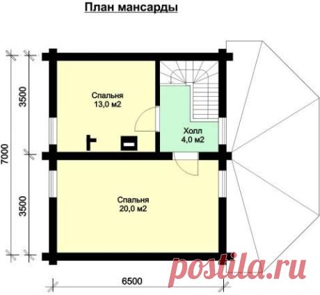 Дом из оцилиндрованного бревна с мансардой. Проект Э-12 | ООО "Савватеево"
