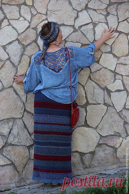 Купить Вязаная юбка "Русская красавица" - орнамент, большие размеры, одежда для женщин, вязаная юбка