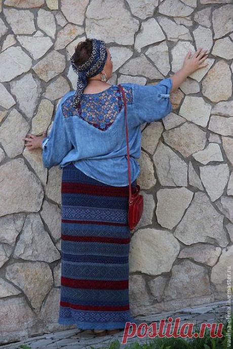 Купить Вязаная юбка &quot;Русская красавица&quot; - орнамент, большие размеры, одежда для женщин, вязаная юбка