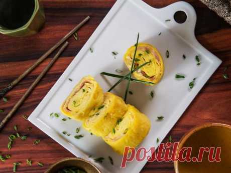 Japanese-Style Ham and Cheese Omelet Get Japanese-Style Ham and Cheese Omelet Recipe from Food Network