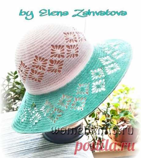Шляпка крючком с полями узором «Паучки»
Схема: https://womanknits.ru/vyazanie-dlya-zhenshchin/shapki-berety/shlyapka-kryuchkom-s-polyami-uzorom-pauchki