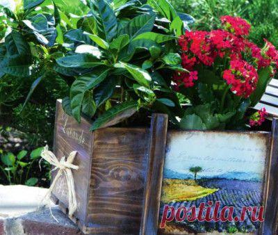 Декорируем деревянный ящик. Декупаж для начинающих | Умелые ручки