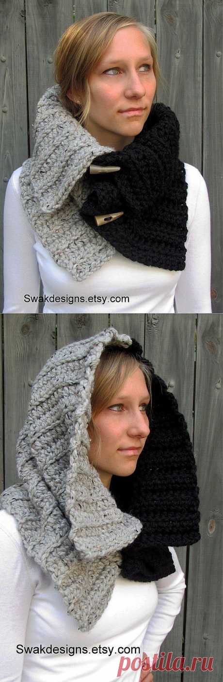 Chunky Cowl Hooded Cowl with Horns Womens Scarf от SWAKCouture