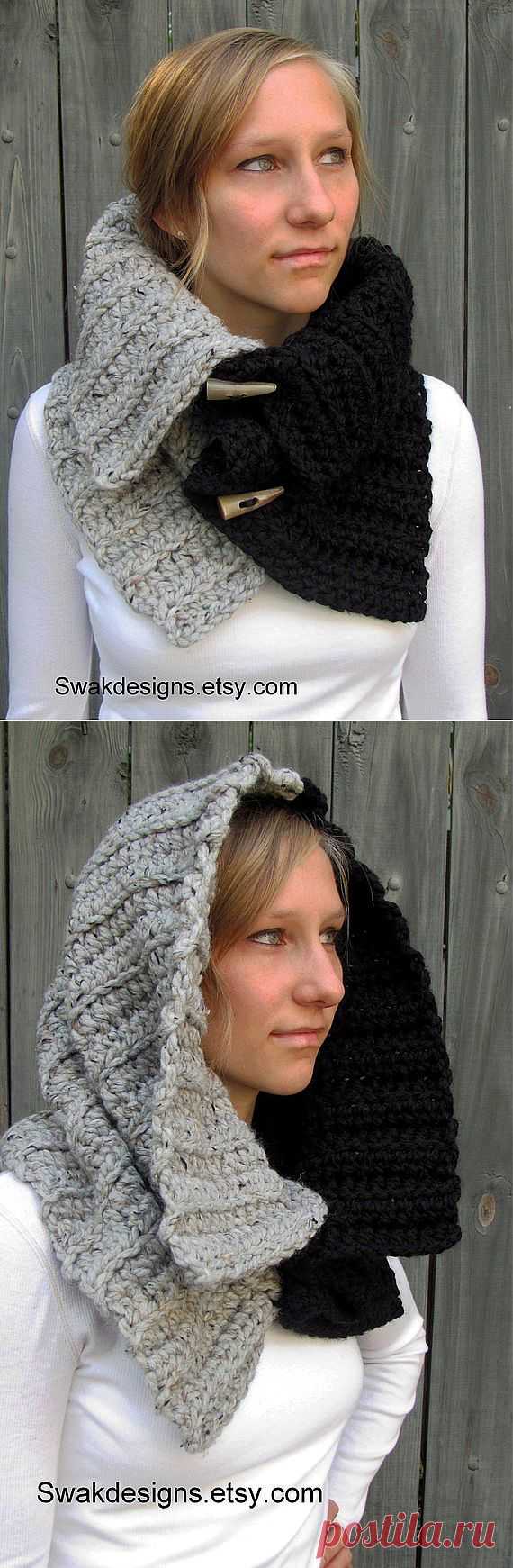 Chunky Cowl Hooded Cowl with Horns Womens Scarf от SWAKCouture
