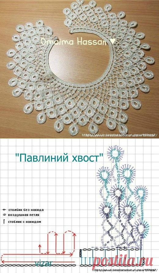 ВОРОТНИК ПАВЛИНИЙ ХВОСТ КРЮЧКОМ.