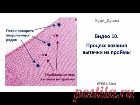 Видео 10 - Процесс вязания вытачки из проймы