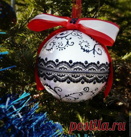Купить Кружева - бежевый, айвори, кремовый, шар, ёлоный шар, новогодний шар, Новый Год