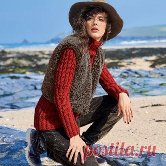Свитер с «косами» и меховой жилет - схема вязания спицами. Вяжем Комплекты на Verena.ru