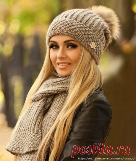 Чудесный комплект спицами – шапка и шарф