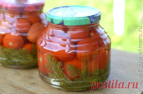 Помидоры, маринованные с морковной ботвой. Заготовки