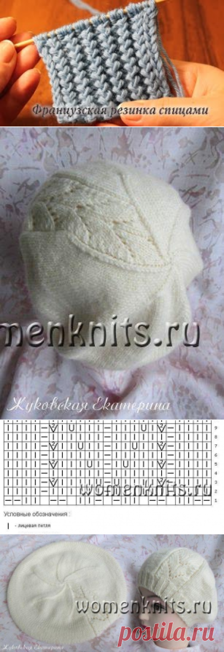 Берет «Молочные реки» спицами