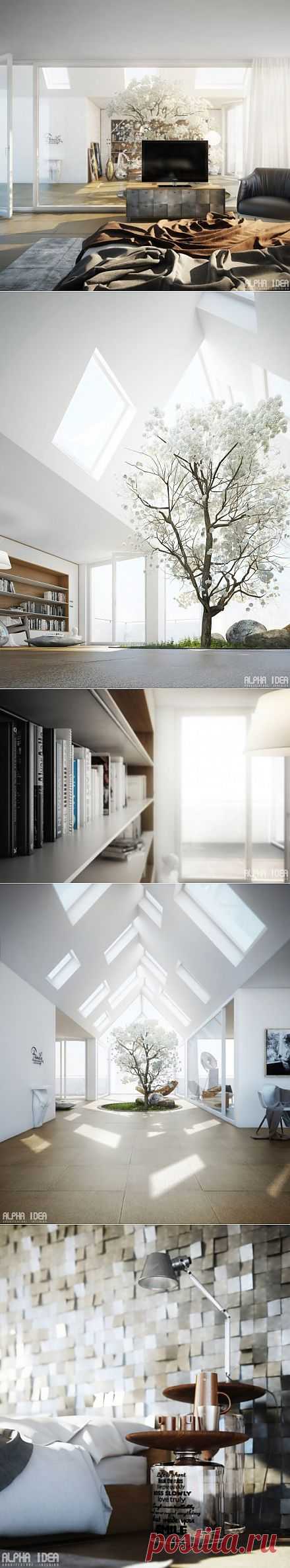 Дом с мансардными окнами и внутренним двором. Идеи для дизайна интерьеров | Идеи вашего дома | Архитектура и интерьер