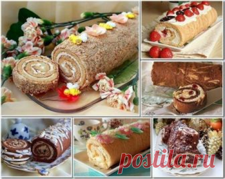 Десять рецептов вкуснейших домашних бисквитных рулетов 

Медовый рулет «Пчёлка» 

Потрясающий на вкус - не приторный и с легким медовым ароматом.

Ингредиенты:
Для бисквита потребуется: 
мед — 3 ст. ложки; 
разрыхлитель — 1 ч. ложка; 
яйцо – 4 шт;
сахар – 3 ст. ложки;
ванильный сахар – 1 пакетик; 
мука – 4 ст. ложки; 
крахмал кукурузный — 1 ст. ложка; 
растительное масло (без запаха) – 4 ст. ложки; 
щепотка соли

Крем: 
сметана (40%) – 200 г; з
агуститель для сливок – 1 па...